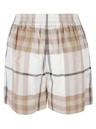 Shop Burberry Check Print Shorts In Frosted White