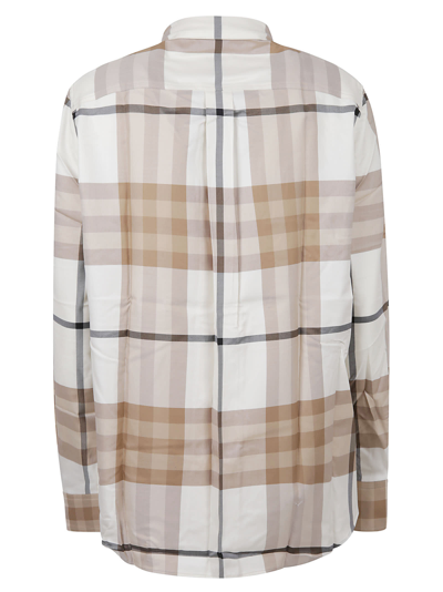 Shop Burberry Check Print Shirt In Frosted White