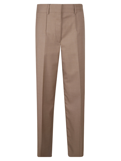 Shop Burberry Straight Trousers In Deep Taupe