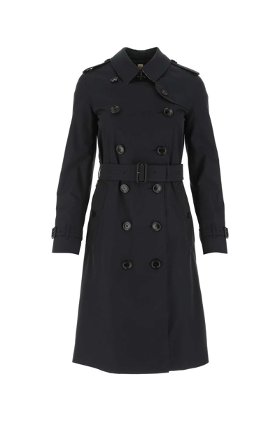Shop Burberry Double-breasted Trench Coat In Blu