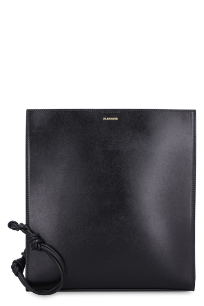 Shop Jil Sander Tangle Leather Crossbody Bag In Black