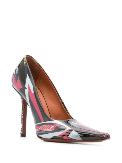 Shop Vetements Colour-block Logo Pointed Pumps In Red