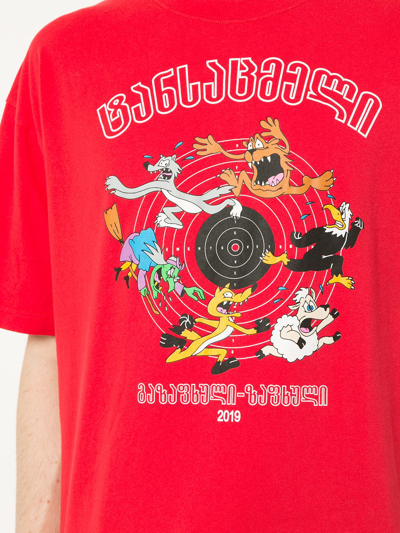 Shop Vetements Cartoon-print T-shirt In Red