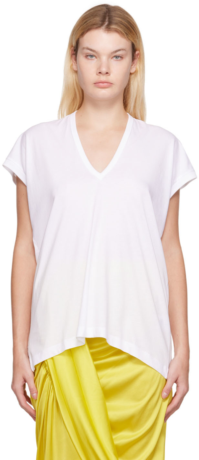 Shop Dries Van Noten White V-neck T-shirt In 1 White