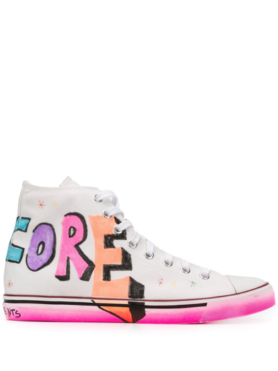 Shop Vetements Harcore Happiness High-top Sneakers In White