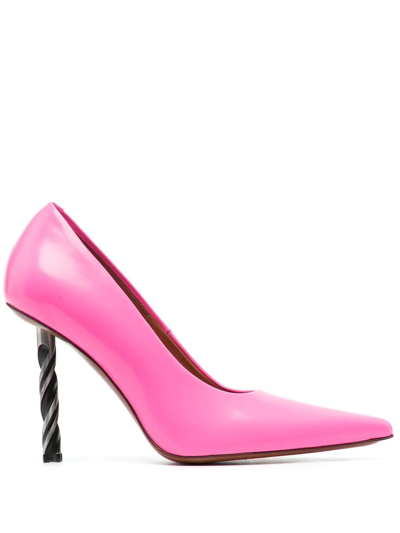 Shop Vetements Drill-heel Leather Pumps In Pink