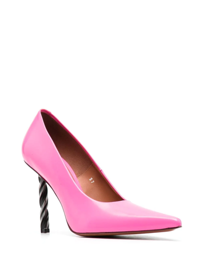 Shop Vetements Drill-heel Leather Pumps In Pink