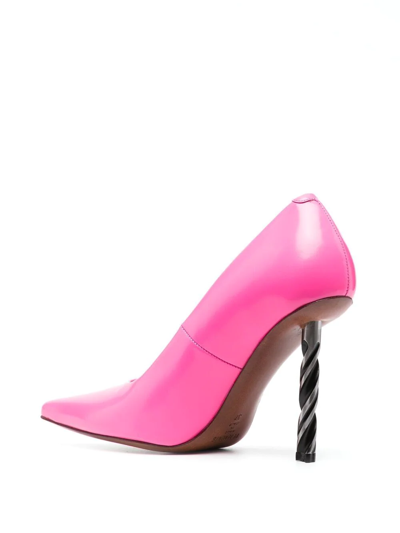 Shop Vetements Drill-heel Leather Pumps In Pink