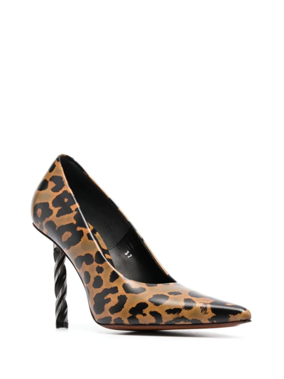 Shop Vetements Drill-heel Leopard-print Pumps In Brown