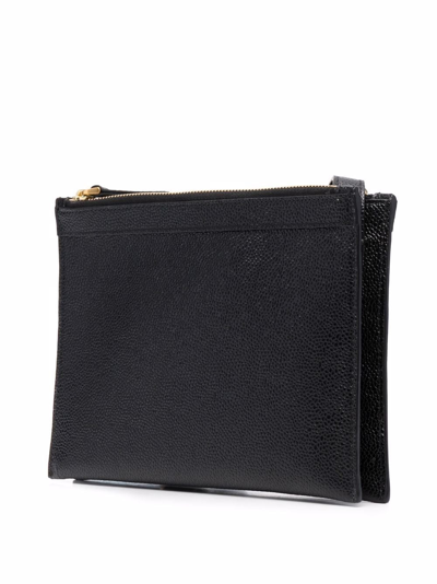 Thom Browne Thom Brown Double Zip Leather Crossbody Document Holder In Black