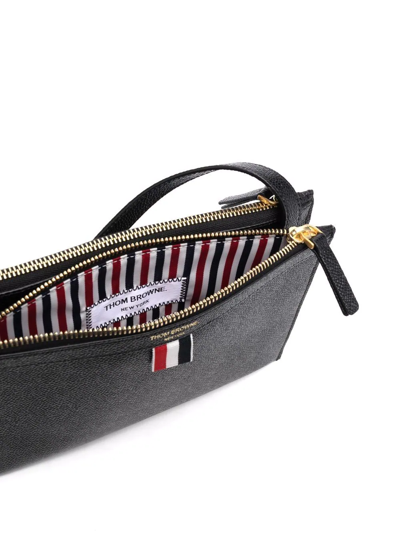 Thom Browne Thom Brown Double Zip Leather Crossbody Document Holder In Black