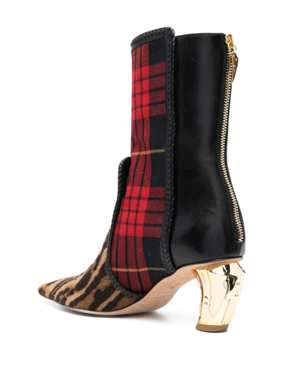Shop Roberto Cavalli Tartan-print Leather Boots In Black