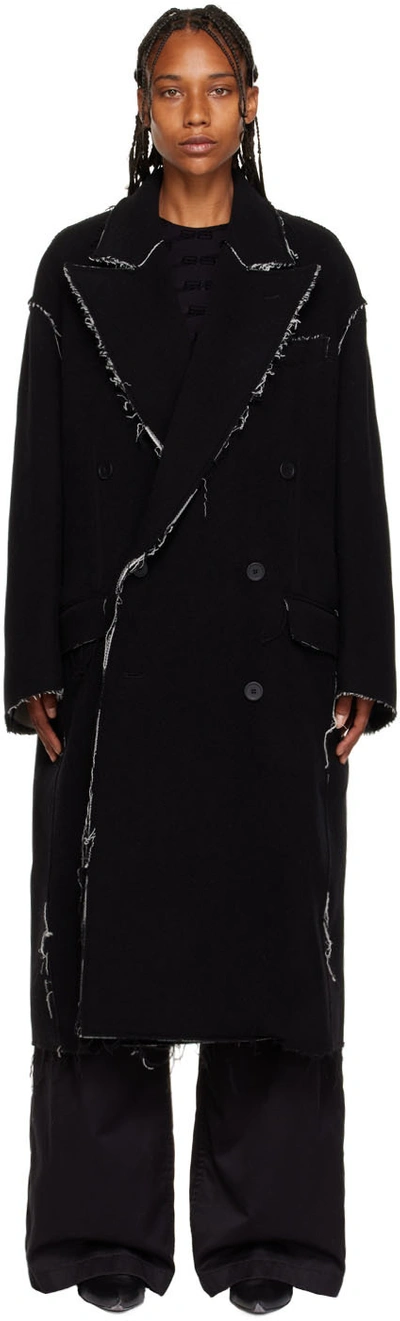 Shop Balenciaga Black Raw Edge Coat In 1070 Black