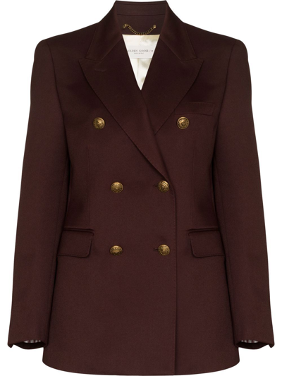 Shop Golden Goose Double-breasted Blazer In Brown