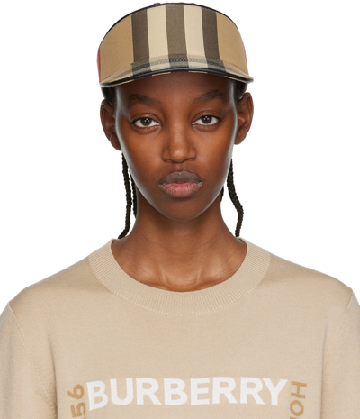 Shop Burberry Beige Check Cotton Visor In Archive Beige Ip Chk