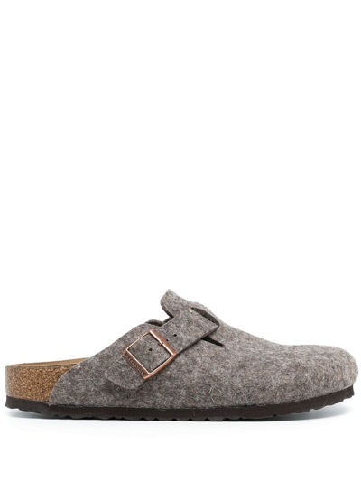 Shop Birkenstock Boston Felt Mules In Brown