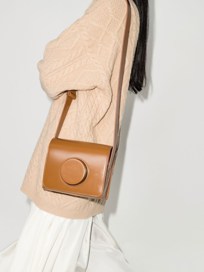 Shop Lemaire Camera Boxy Crossbody Bag In Brown