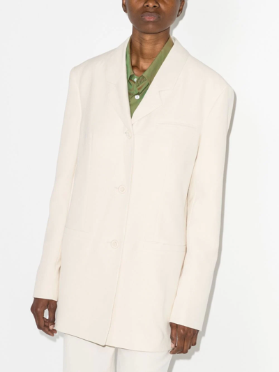 Nanushka White Mersey Single-breasted Blazer In Neutrals