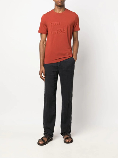 Shop Corneliani Debossed-logo Cotton T-shirt In Red