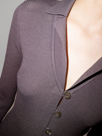 Shop Low Classic Open-collar Cardigan In Grey