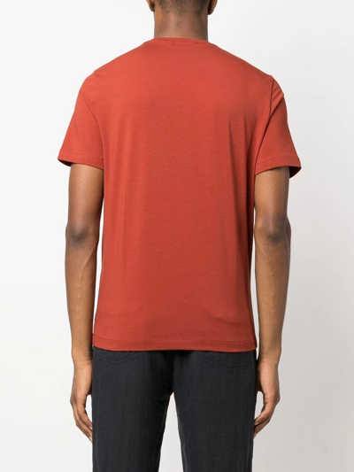 Shop Corneliani Debossed-logo Cotton T-shirt In Red