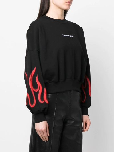 Shop Vision Of Super Fire-detail Knitted Jumper In Black/white
