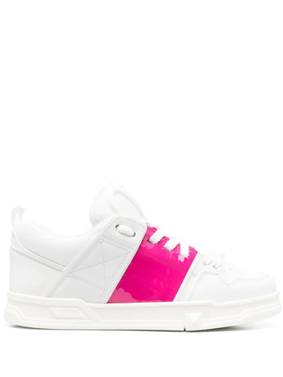 Shop Valentino Open Skate Leather Sneakers In White