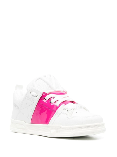 Valentino Open Skate Mesh, Smooth And Patent-leather Sneakers In White