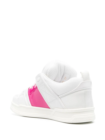Valentino Open Skate Mesh, Smooth And Patent-leather Sneakers In White