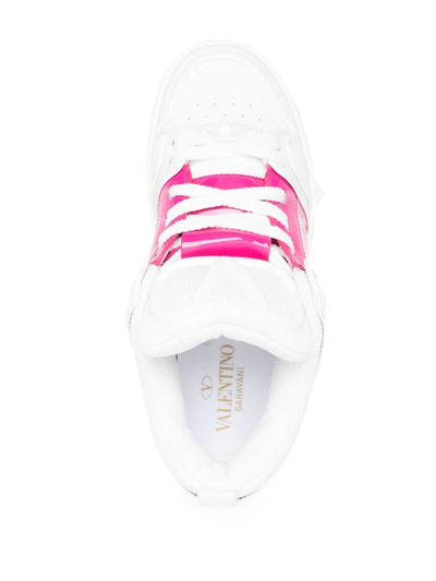Valentino Open Skate Mesh, Smooth And Patent-leather Sneakers In White
