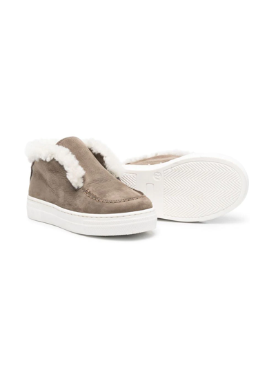 Shop Montelpare Tradition Slip-on Shearling Sneakers In Brown