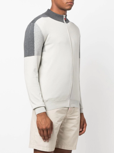 Shop Kiton Colour-block Panelled Sweater In Grey