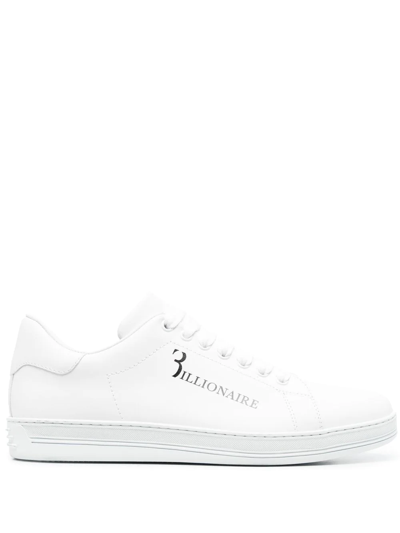 Billionaire Logo-print Leather Sneakers In White | ModeSens