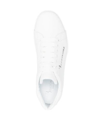 Shop Billionaire Logo-print Leather Sneakers In White