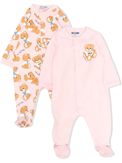 Shop Moschino Logo-print Babygrow Set In Pink