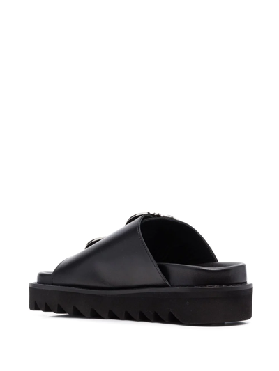 Shop Toga Double-buckle Leather Sandals In Black