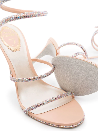 Shop René Caovilla Crystal-embellished Strap-detail Sandals In Pink