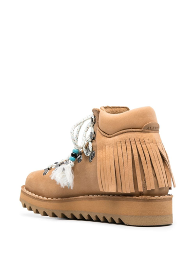 Shop Alanui X Dieme Roccia Fringed Ankle Boots In Brown