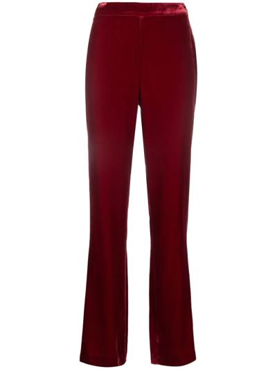 Shop Boutique Moschino Velvet High-waisted Trousers In Red