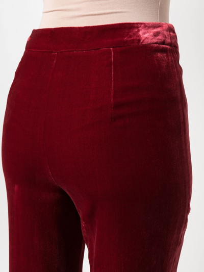 Shop Boutique Moschino Velvet High-waisted Trousers In Red