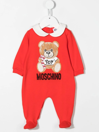 Shop Moschino Teddy Bear Motif Bodysuit In Red