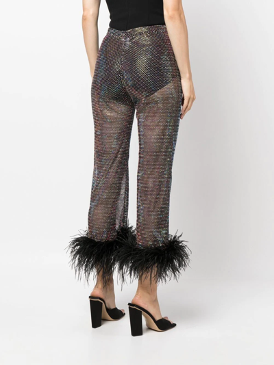 Shop Santa Brands Ostrich-feather Cropped Trousers In Black
