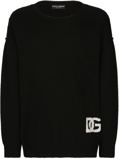 Shop Dolce & Gabbana Raw-hem Cashmere Jumper In Black