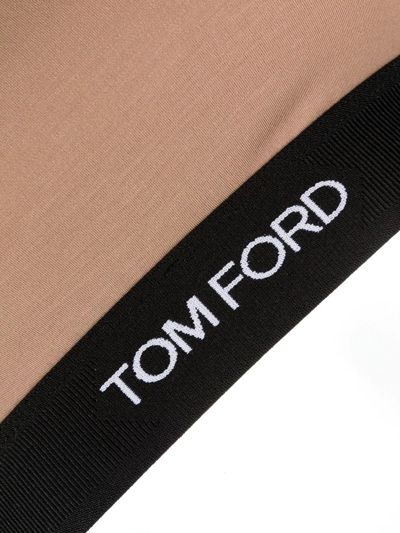 Shop Tom Ford Logo-trim Stretch Bralette In Neutrals