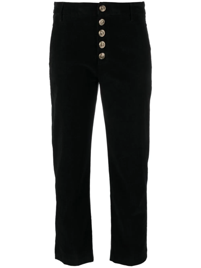 Shop Dondup Straight-leg Cropped Buttoned Trousers In Black