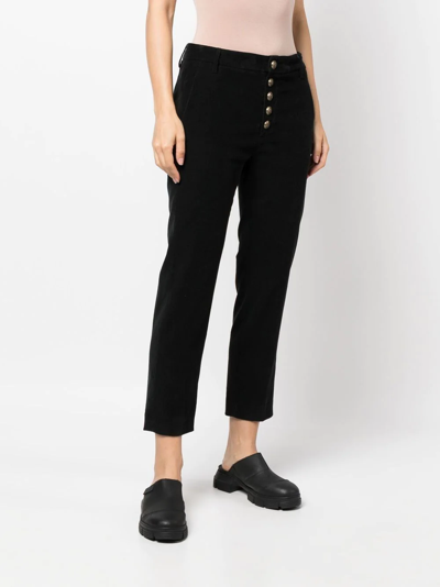 Shop Dondup Straight-leg Cropped Buttoned Trousers In Black