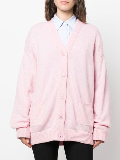 Shop Joshua Sanders Slogan-knit Cardigan In Pink