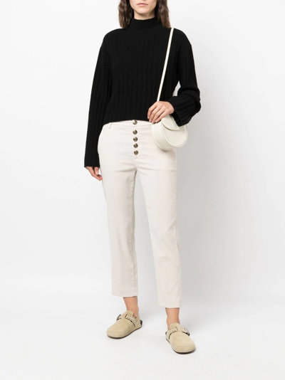 Shop Dondup Straight-leg Cropped Buttoned Trousers In Neutrals