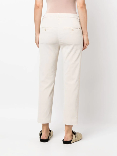 Shop Dondup Straight-leg Cropped Buttoned Trousers In Neutrals