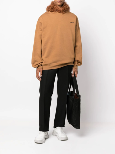 Shop Marni Logo-embroidered Hoodie In Neutrals